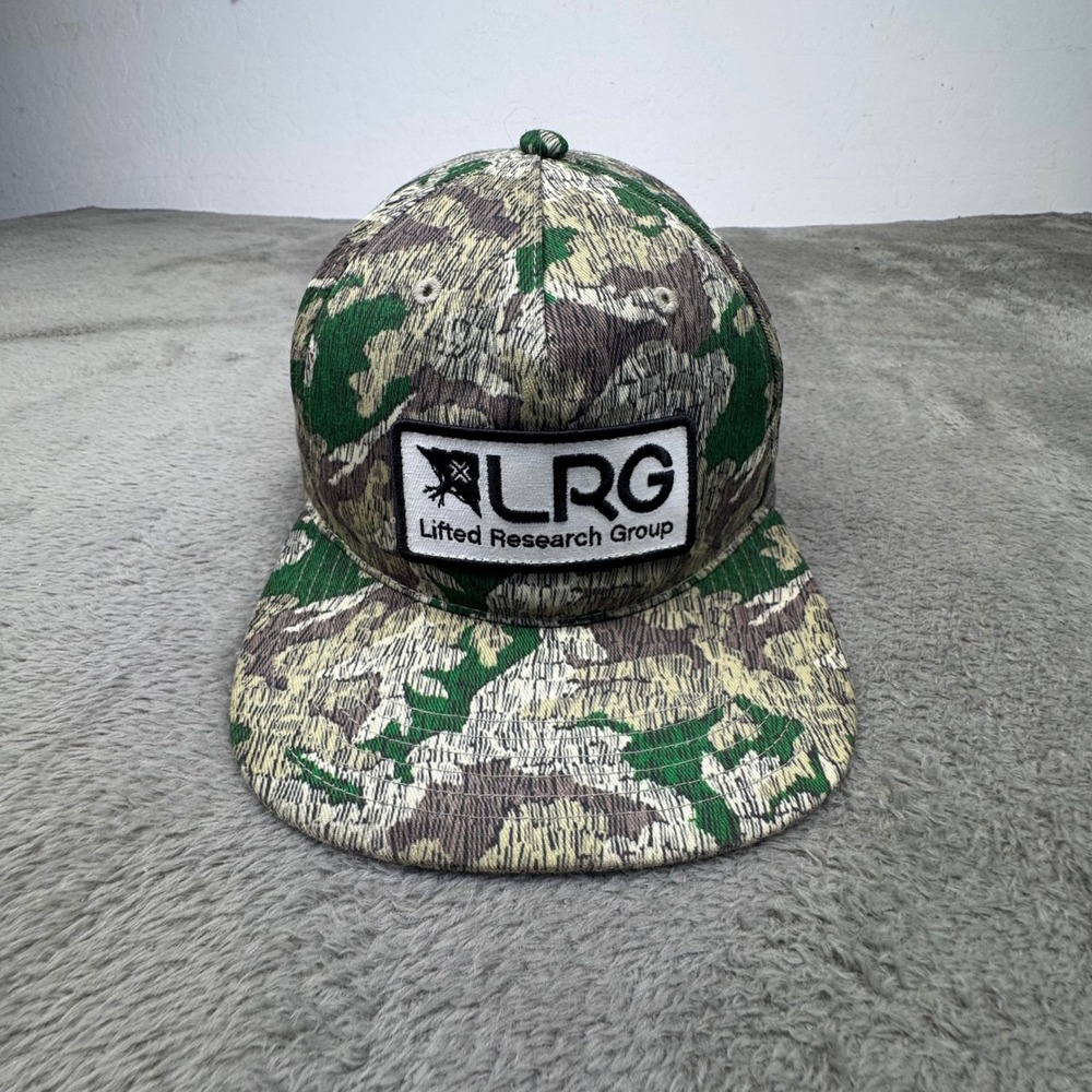 LRG Snapback Hat Mens OSFM Green Camo Excellent Textured Flat Brim Streetwear - Picture 2 of 9